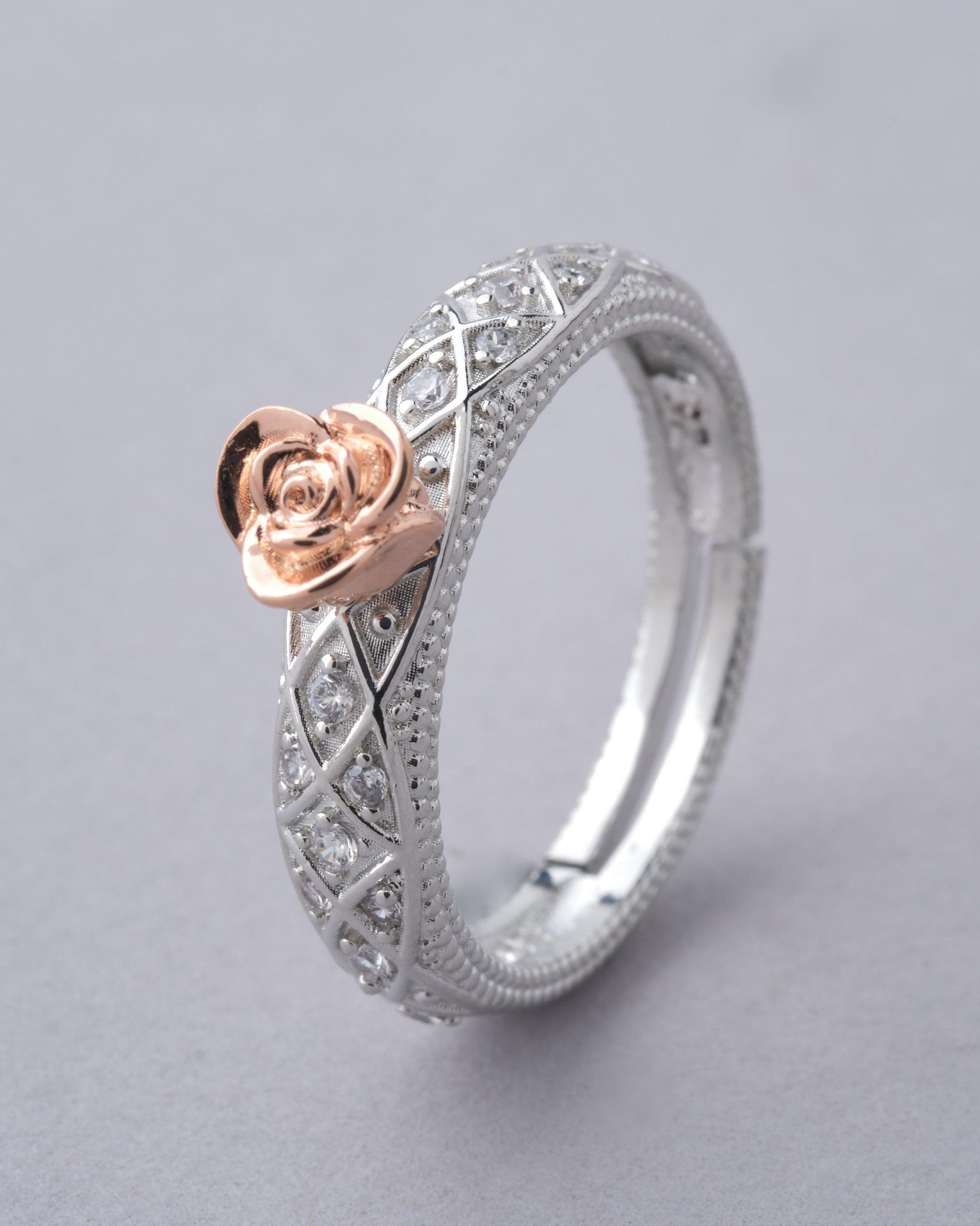 925 Sterling Silver Beautiful Rose Ring R01583 - Chandrani Pearls