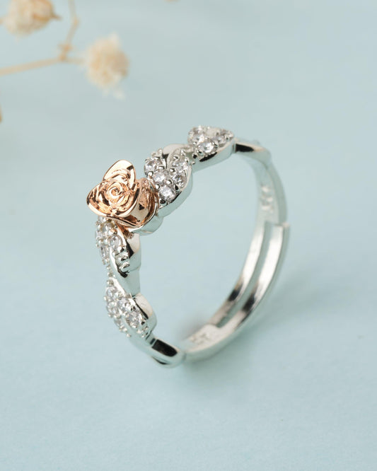 925 Sterling Silver Beautiful Rose Ring R01587 - Chandrani Pearls