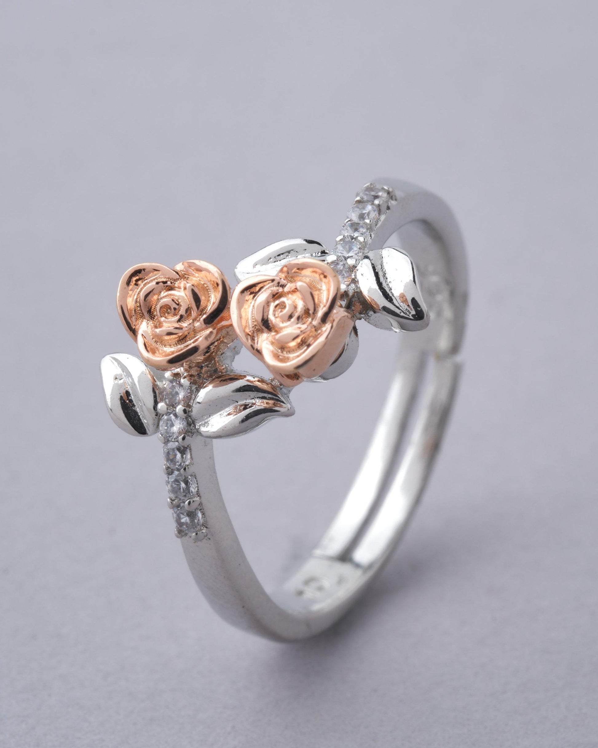 925 Sterling Silver Beautiful Rose Ring R01594 - Chandrani Pearls
