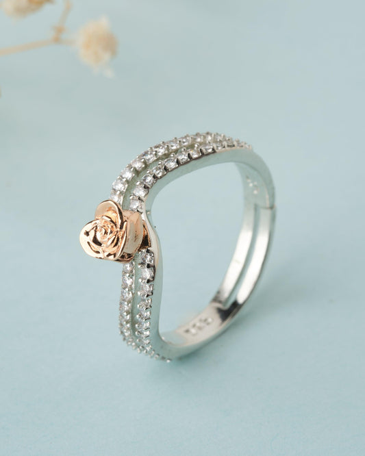 925 Sterling Silver Beautiful Rose Ring R01600 - Chandrani Pearls