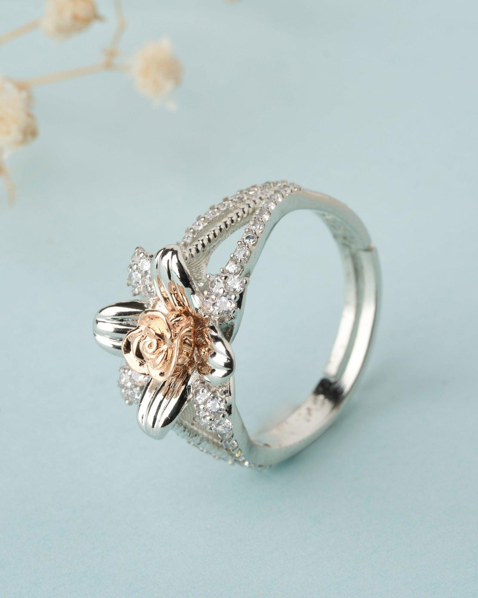 925 Sterling Silver Beautiful Rose Ring R01596
