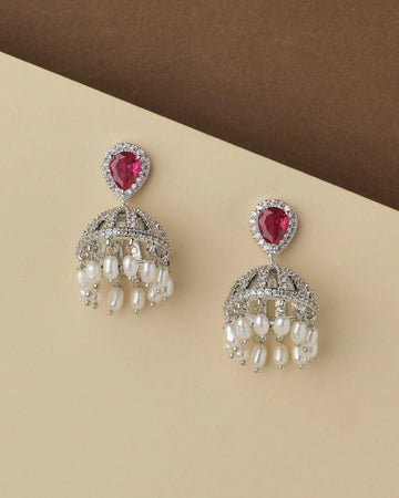 Absolutely Gorgeous Stone-Studded Beaded Jhumkas - Chandrani Pearls