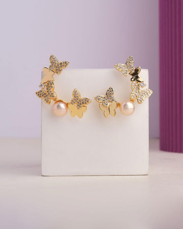 An Autumn Blend Butterfly Delight Pearl Earring - Chandrani Pearls