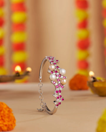 Elegant Pearl & CZ Studded Bangle