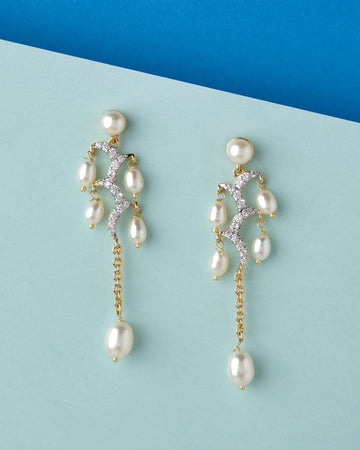 Cascading Linear Pearl Earring - Chandrani Pearls