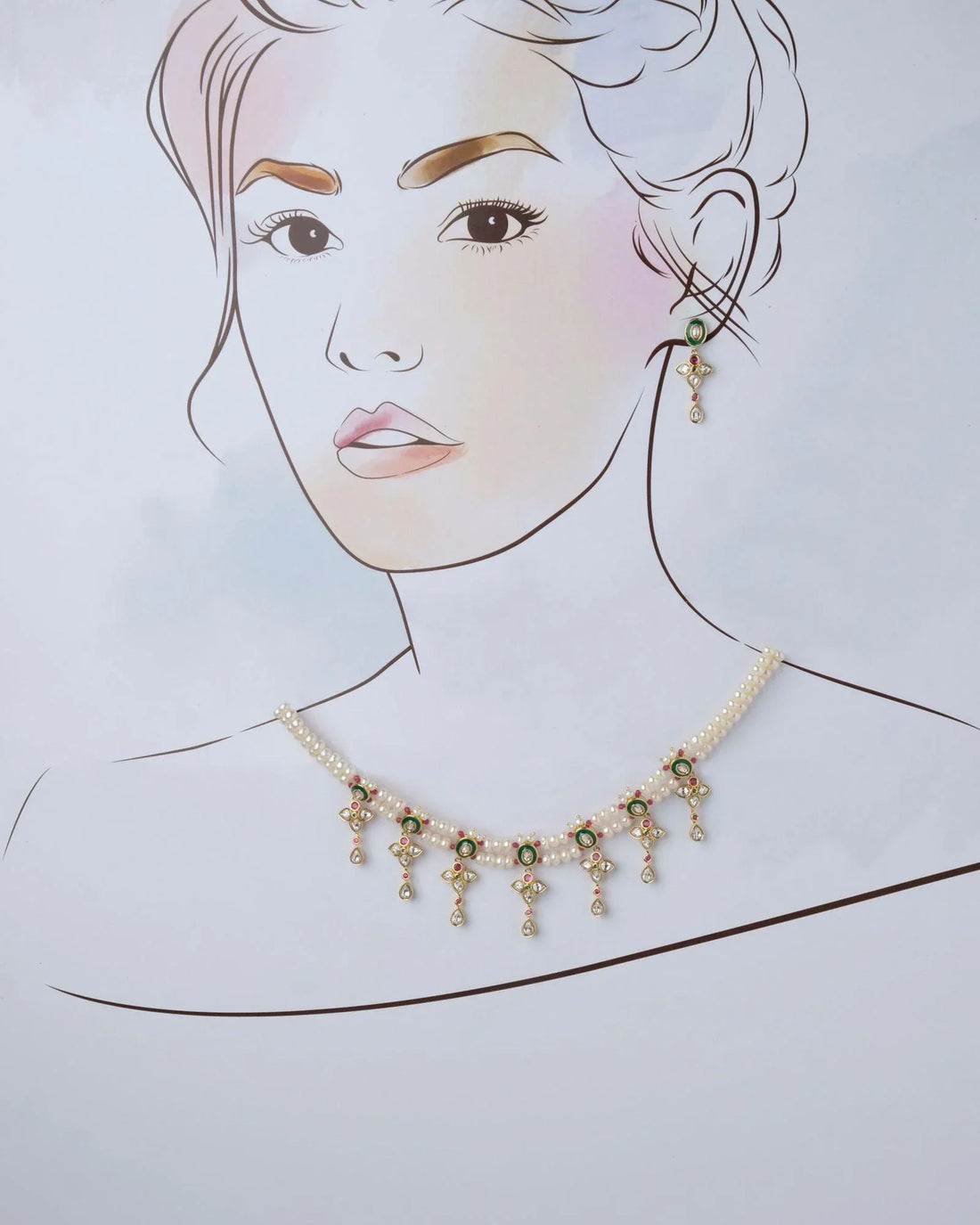 Charming Floral Necklace Set - Chandrani Pearls
