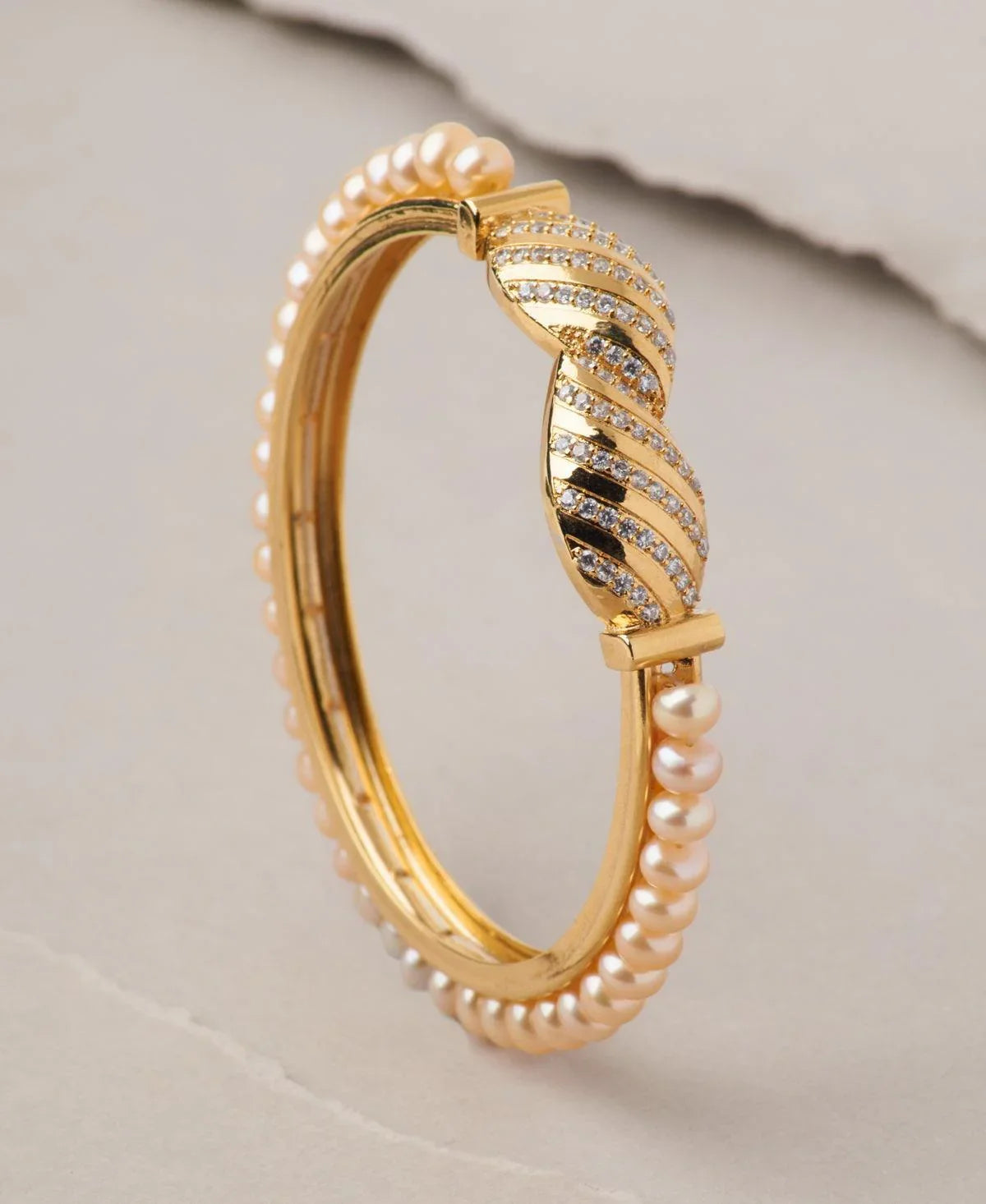 Classy Pink Pearl Bangle - Main Image
