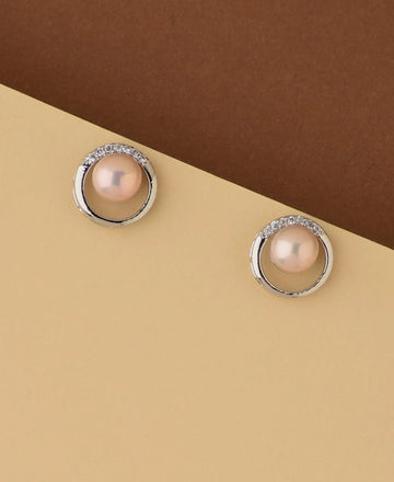 Classy Pink Pearl Stud Earring - Chandrani Pearls