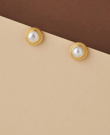 Classy White Pearl Stud Earring - Chandrani Pearls