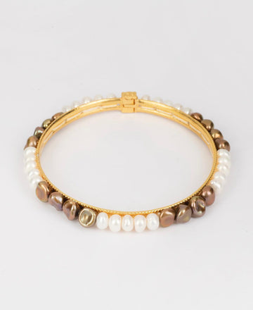 Classy White and Brown Pearl Bangle - Chandrani Pearls