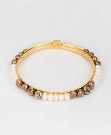 Classy White and Brown Pearl Bangle - Chandrani Pearls