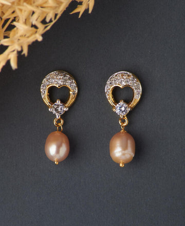 Delicate Stone Studded Pearl Hanging Earring - Chandrani Pearls