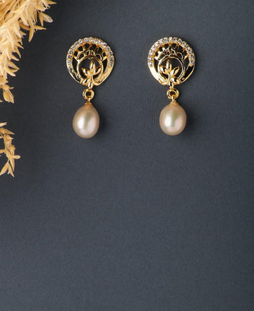 Delicate Stone Studded Pearl Hanging Earring - Chandrani Pearls