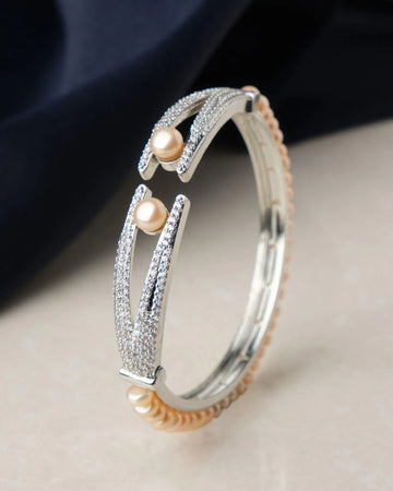 Delightful Stone Studded Pearl Bangle - Chandrani Pearls