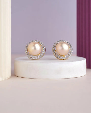 Elegant Pink Stud Pearl Earring - Chandrani Pearls