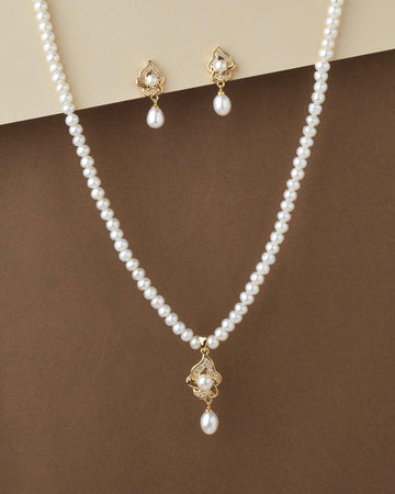 Elegant Real Pearl Necklace Set S23550 - Chandrani Pearls