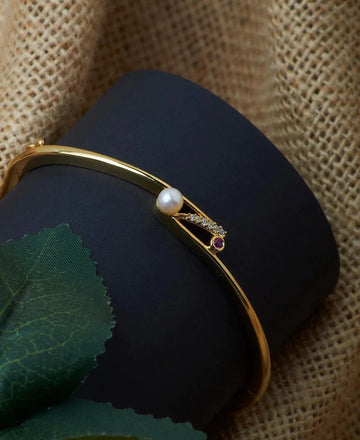 Elegant Stone Studded Pearl Bangle - Chandrani Pearls