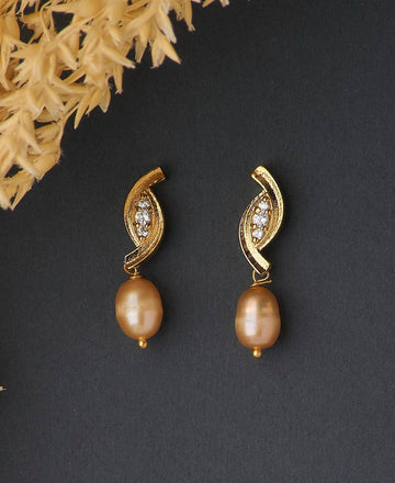 Elegant Stone Studded Pearl Earring - Chandrani Pearls