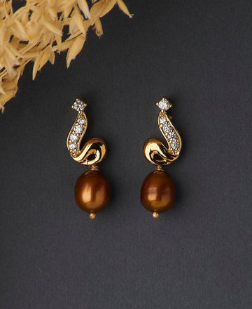Elegant Stone Studded Pearl Earring - Chandrani Pearls