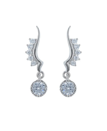 Elegant Stone Studded Silver Earring - Chandrani Pearls