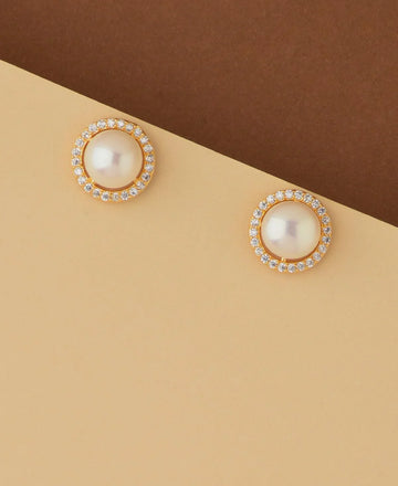 Elegant White Stud Pearl Earring - Chandrani Pearls
