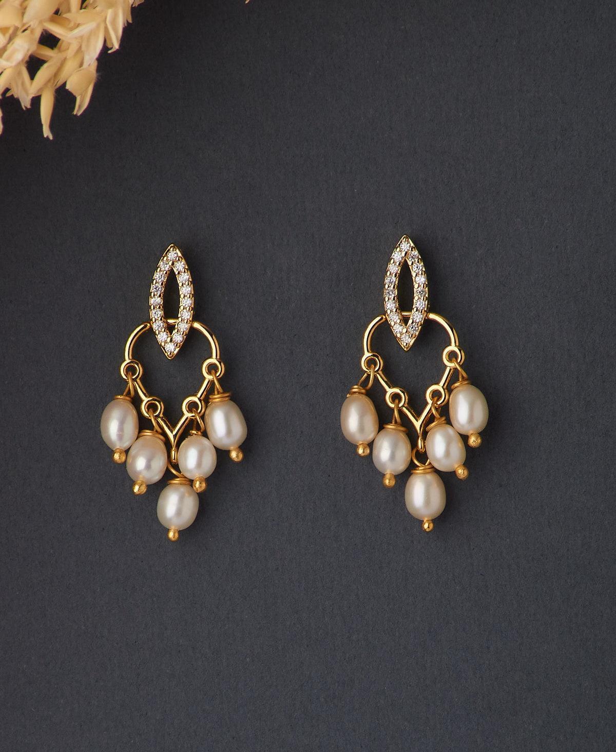 Ethnic Pearl Hanging Pearl Earring - Main Image