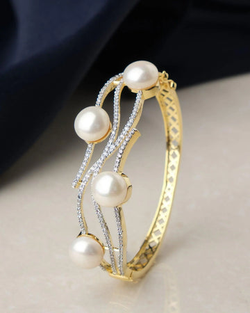 Fashionable Pearl & Stone Studded Bangle - Chandrani Pearls