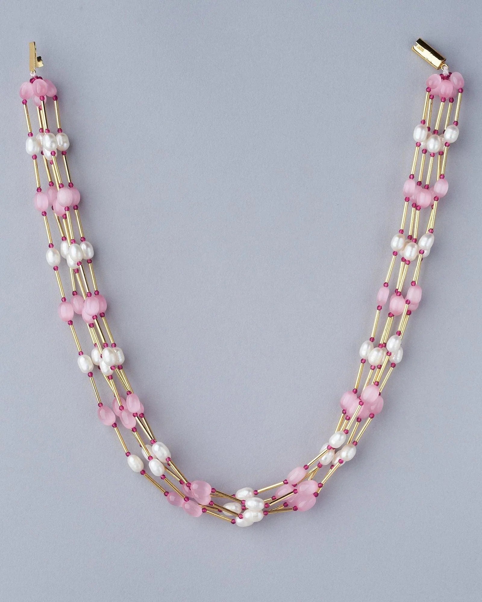 Fashionable Pink & White Pearl Necklace - Chandrani Pearls