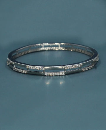 Fashionable Stone Studded Silver Bangle - Chandrani Pearls