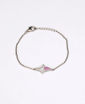 Fashionable Stone Studded Silver Bracelet. - Chandrani Pearls