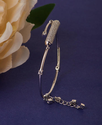 Fashionable Stone Studded Silver Bracelet - Chandrani Pearls