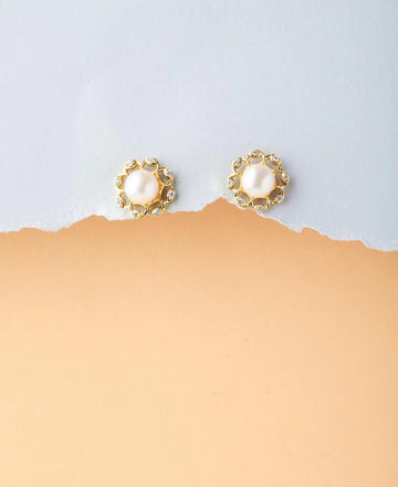 Floral Pink Pearl Stud Earrings - Chandrani Pearls