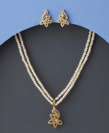 Floral Real Pearl Necklace Set - Chandrani Pearls
