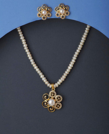 Floral Real Pearl Necklace Set - Chandrani Pearls