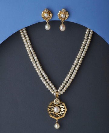 Floral Real Pearl Necklace Set - Chandrani Pearls