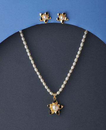 Floral Real Pearl Necklace Set - Chandrani Pearls