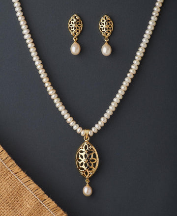 Floral Real Pearl Necklace Set - Chandrani Pearls