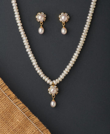 Floral Real Pearl Necklace Set - Chandrani Pearls