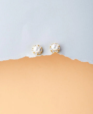 Floral White Pearl Stud Earrings - Chandrani Pearls