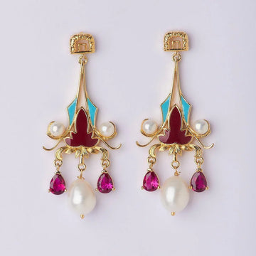 Floret Dewdrops AD Stone Pearl Jhumka - Chandrani Pearls