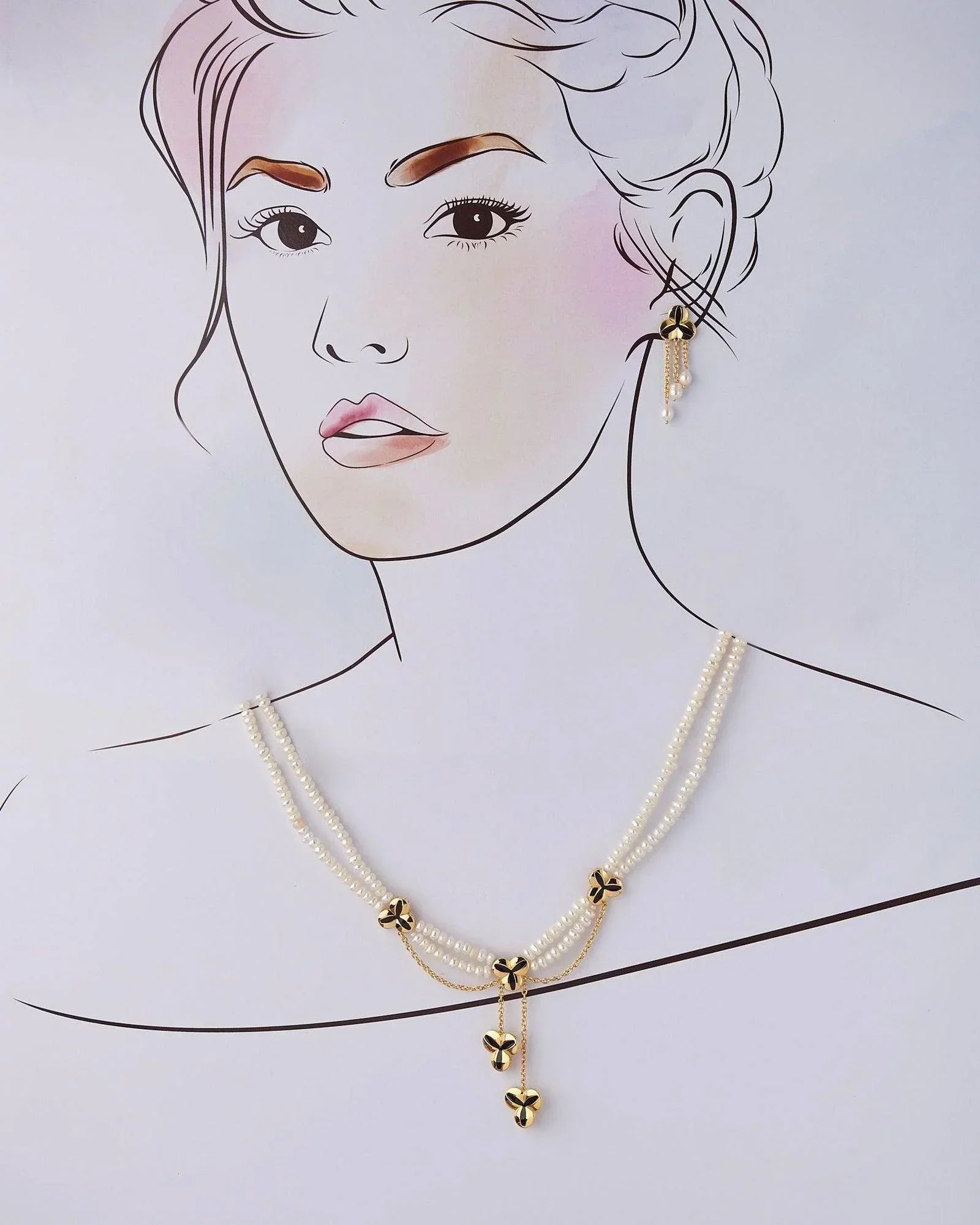 Florial Real Pearl Necklace Set - Chandrani Pearls