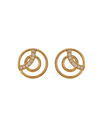 Geometric Circle Golden Stud Earrings - Chandrani Pearls