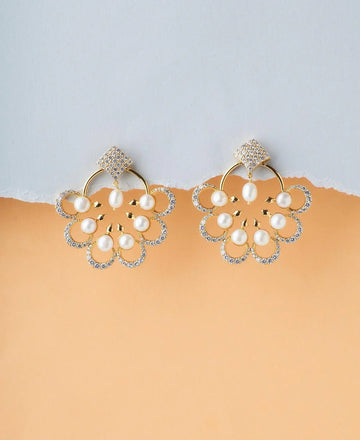 Gorgeous Stone Studded Pearl Earring - Chandrani Pearls