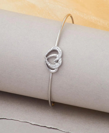 Heart Stone Studded Silver Bracelet - Chandrani Pearls