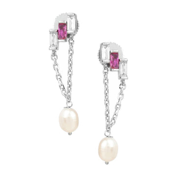 Linear Pearl Threader Earrings - Bold N' Italic
