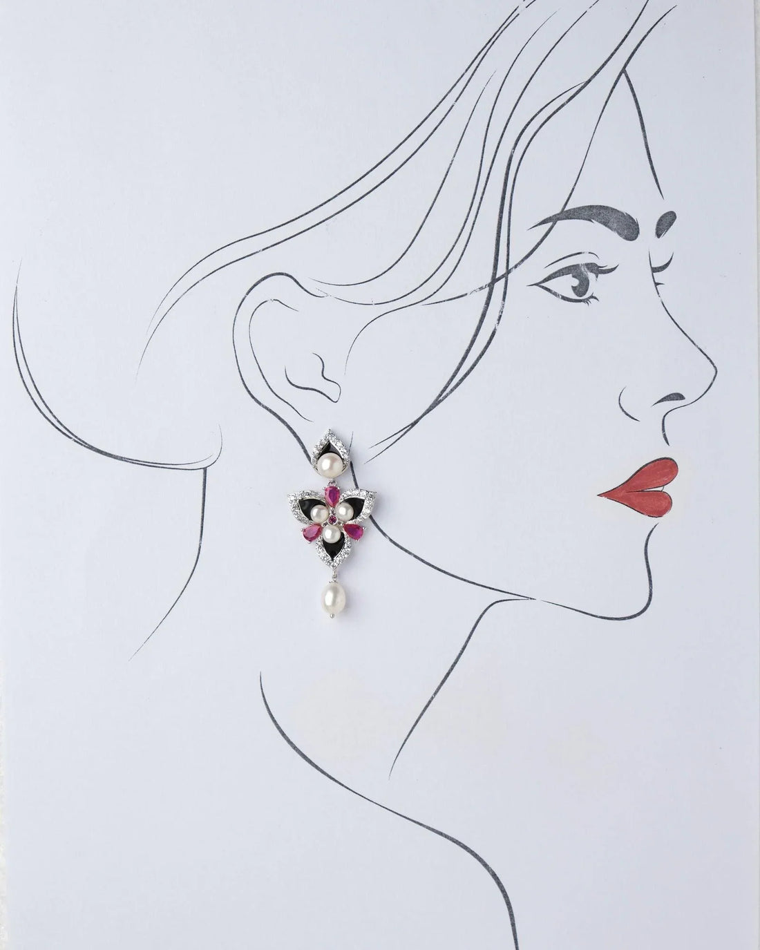Lovely Flowers Stone Studded Pearl Earring - Chandrani Pearls