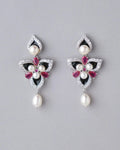 Lovely Flowers Stone Studded Pearl Earring - Chandrani Pearls