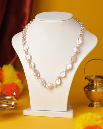 Coin Pearl Necklace with Freshwater Pearls