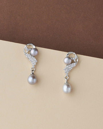 Pretty Stone Studded Pearl Earring - Chandrani Pearls