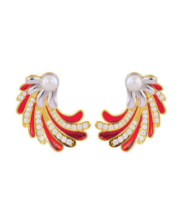 Real Pearl Enamel Earring - Chandrani Pearls
